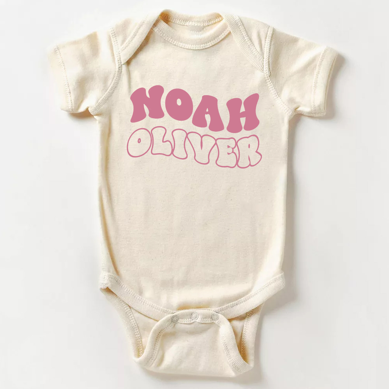 Personalized Cute Retro Wavy Name Bodysuit For Baby