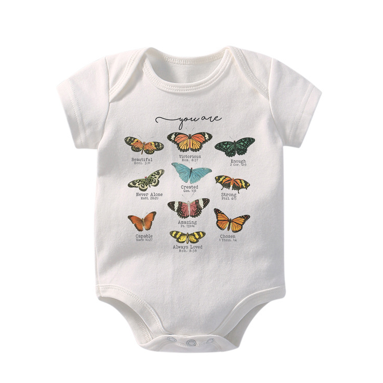 Bible Verse Butterfly Natural Christian Bodysuit For Baby
