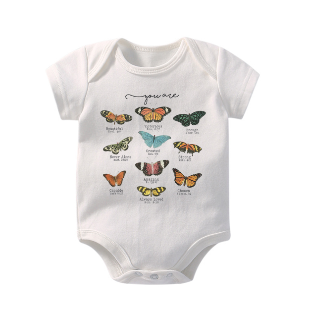 Bible Verse Butterfly Natural Christian Bodysuit For Baby