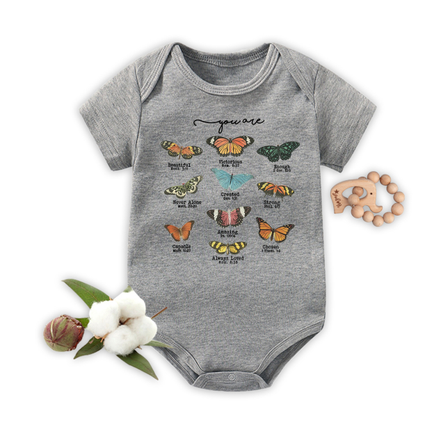 Bible Verse Butterfly Natural Christian Bodysuit For Baby