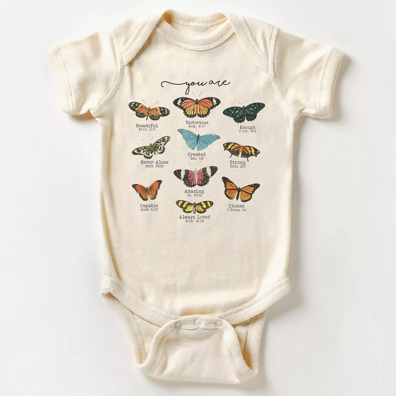Bible Verse Butterfly Natural Christian Bodysuit For Baby