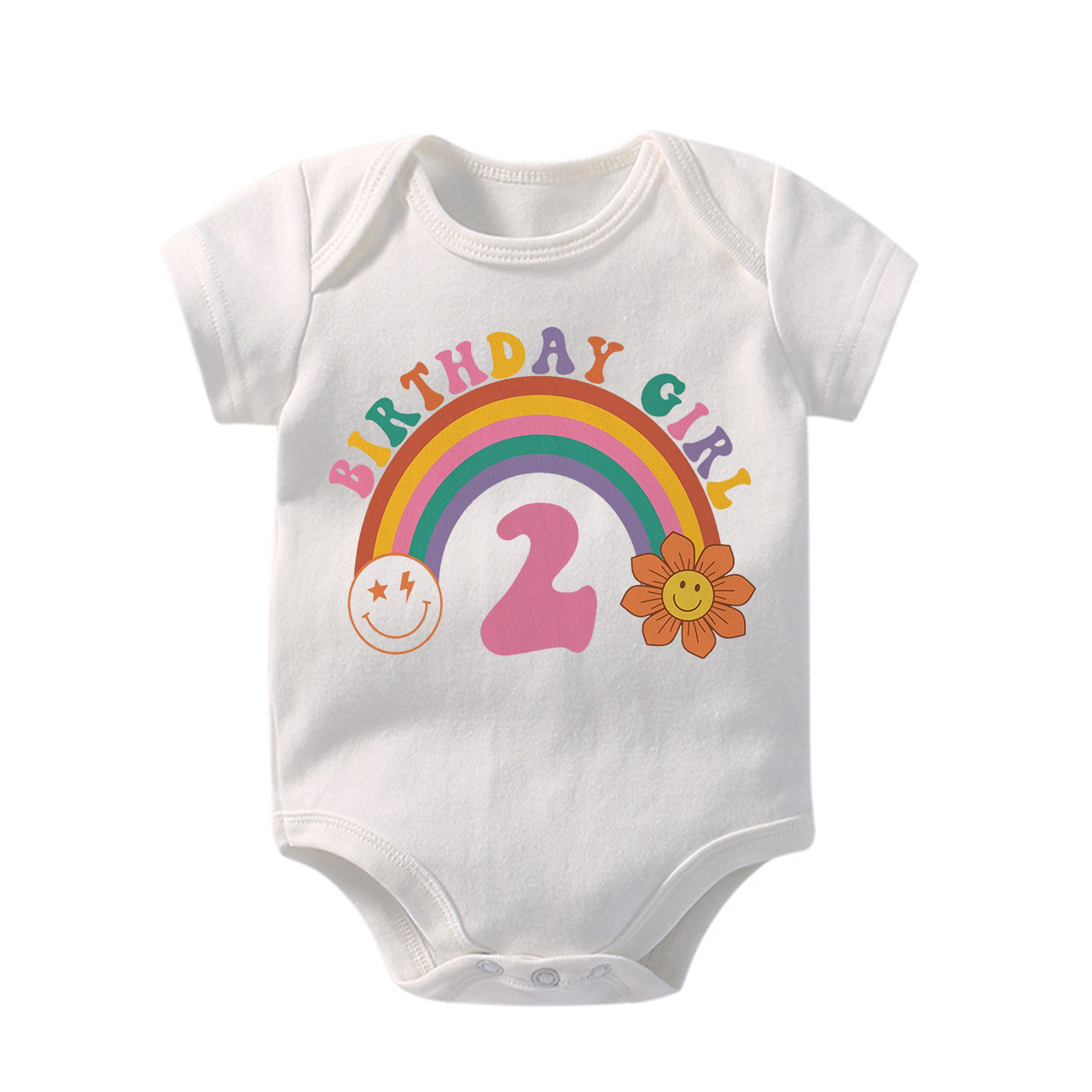 2nd Birthday Girl Rainbow Bodysuit For Baby