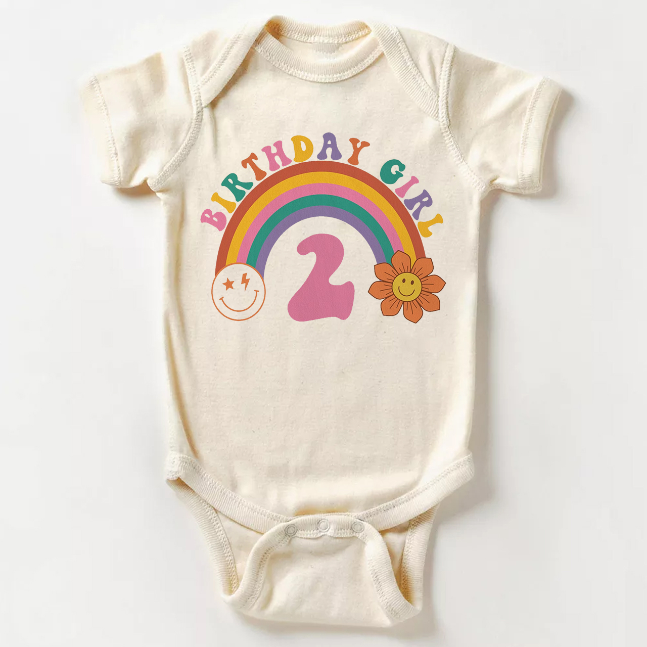 2nd Birthday Girl Rainbow Bodysuit For Baby