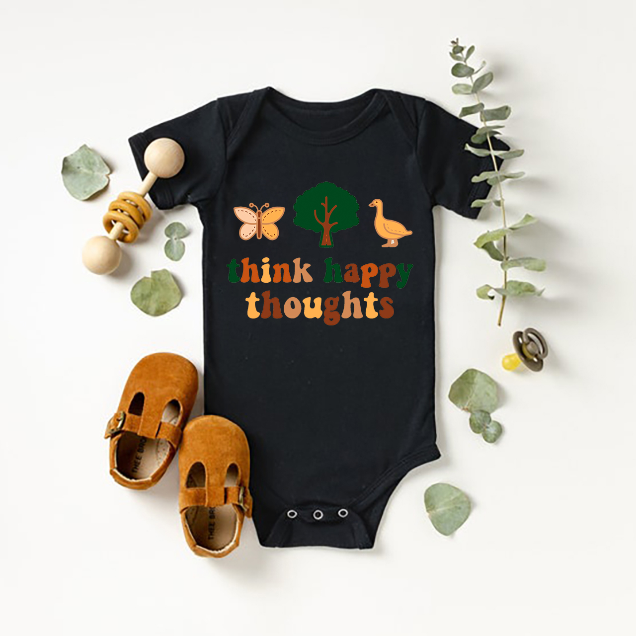Think Happy Thoughts Birthday Bodysuit For Baby