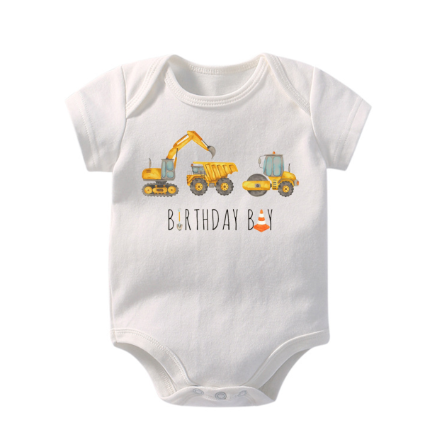 Construction Birthday Bodysuit For Baby