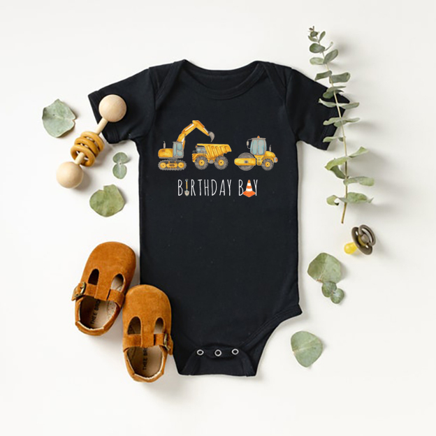 Construction Birthday Bodysuit For Baby