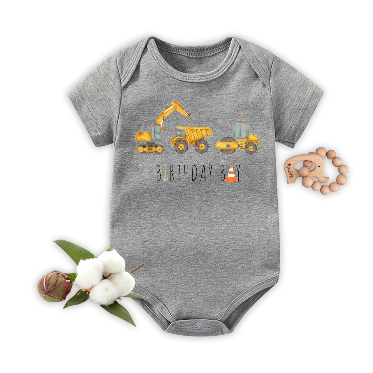 Construction Birthday Bodysuit For Baby