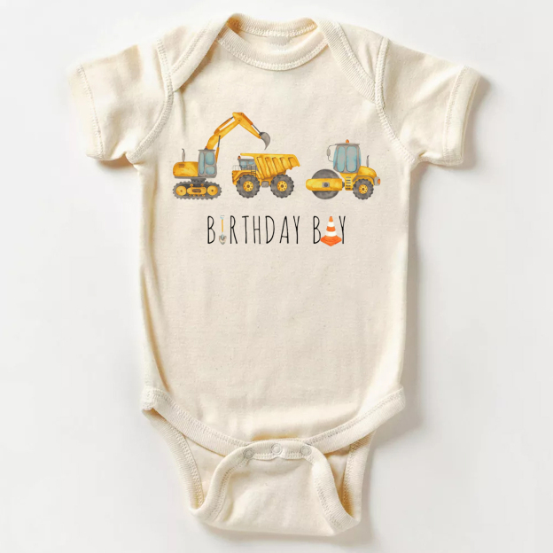 Construction Birthday Bodysuit For Baby