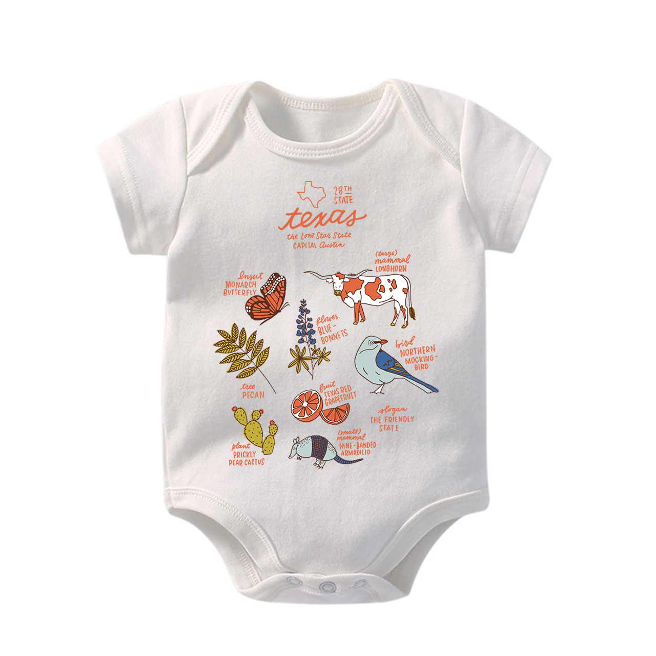 Texas State Symbols Bodysuit For Baby
