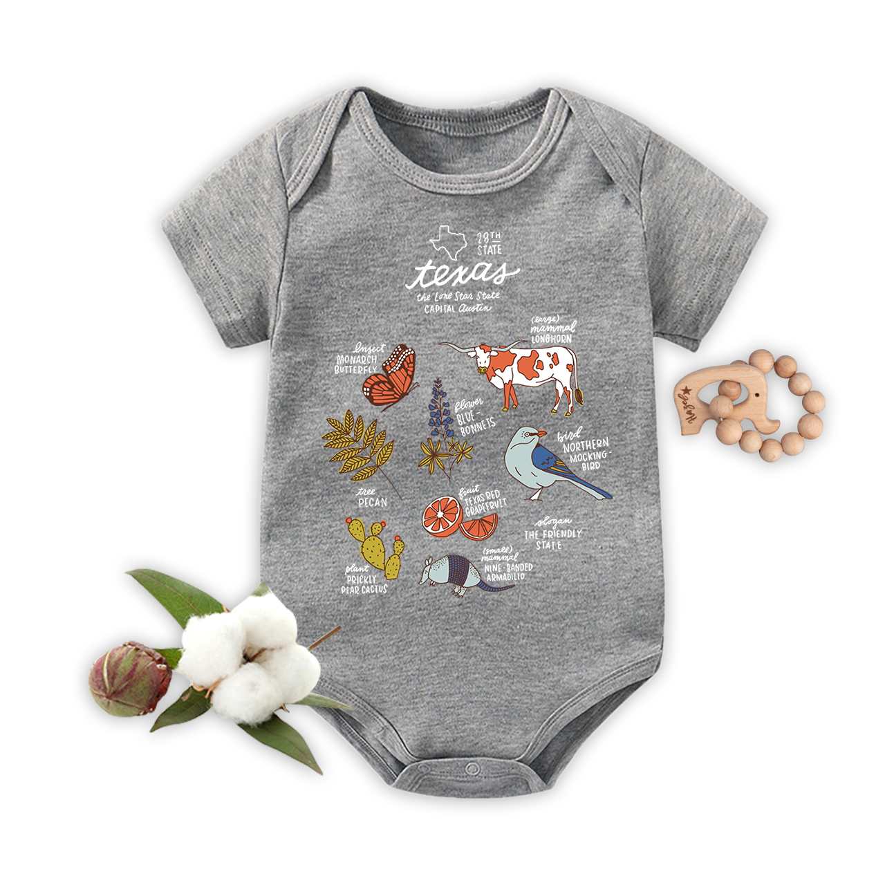 Texas State Symbols Bodysuit For Baby