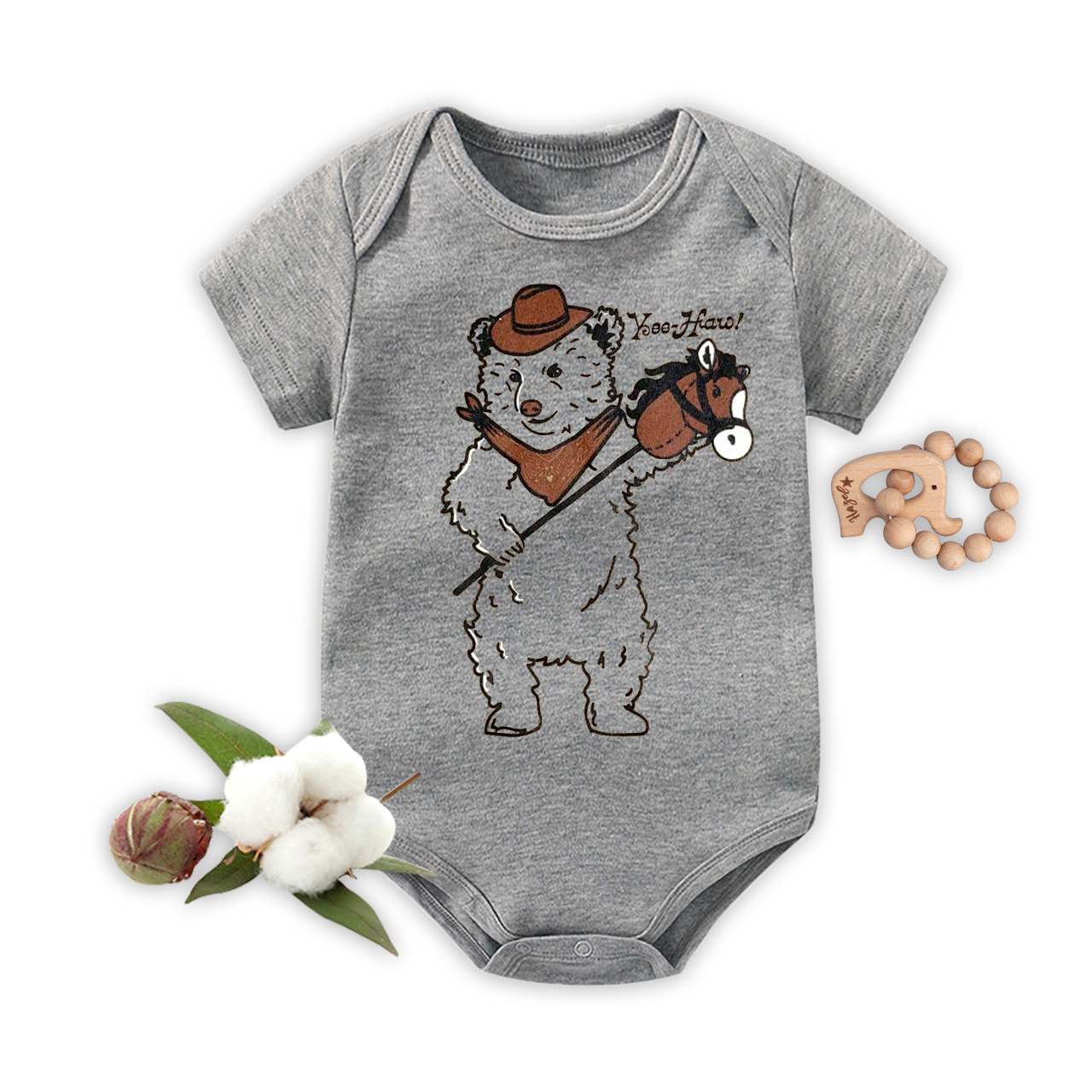 Cowboy Bear Bodysuit For Baby