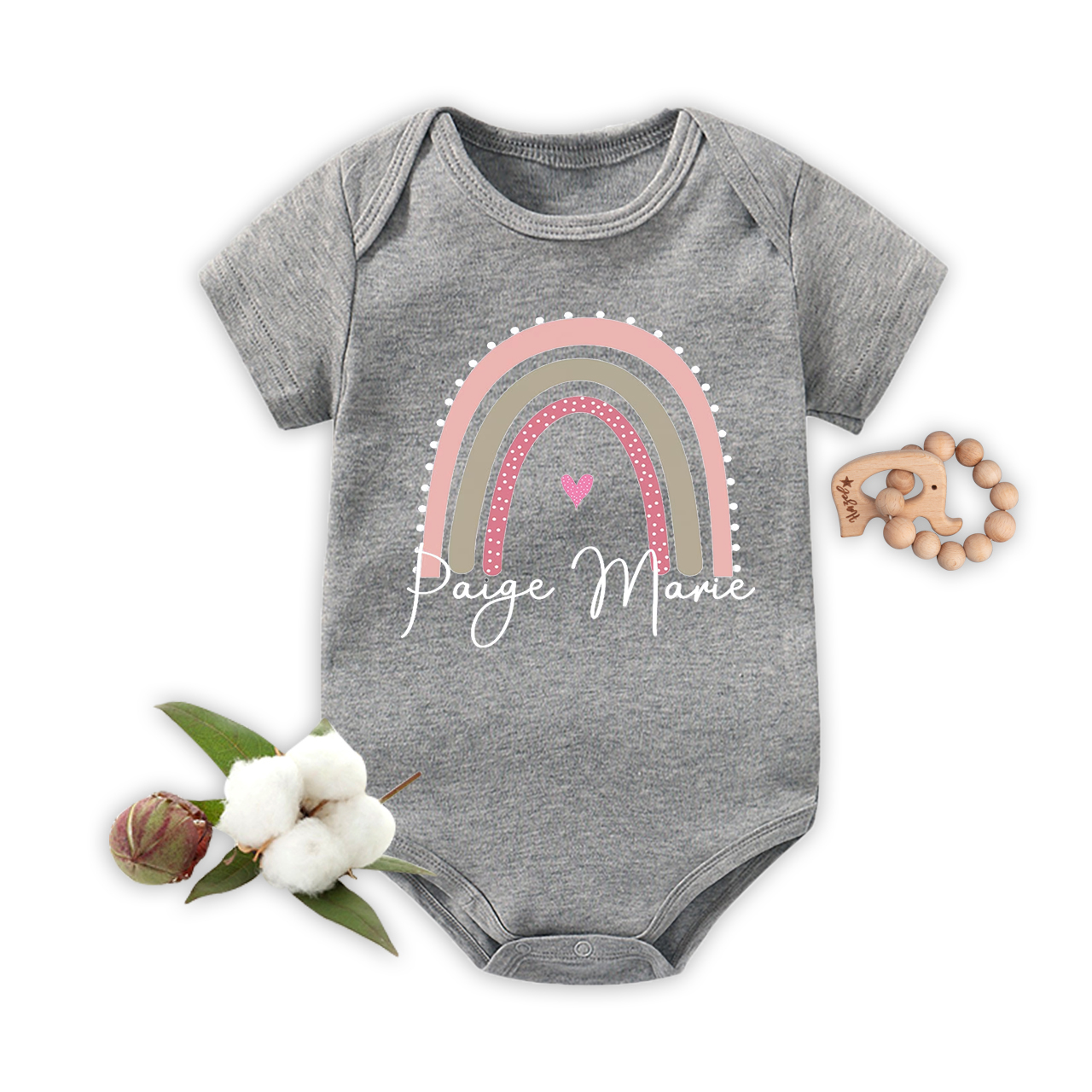 Rainbow Girls Personalized Name Bodysuit For Baby