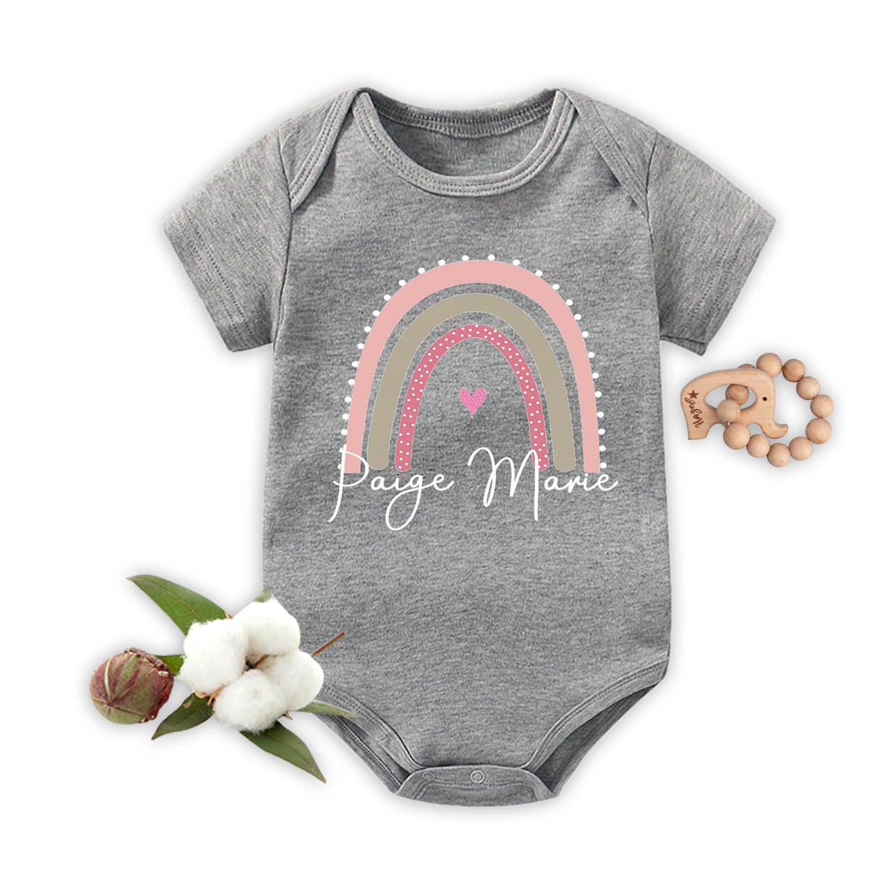 Rainbow Girls Personalized Name Bodysuit For Baby
