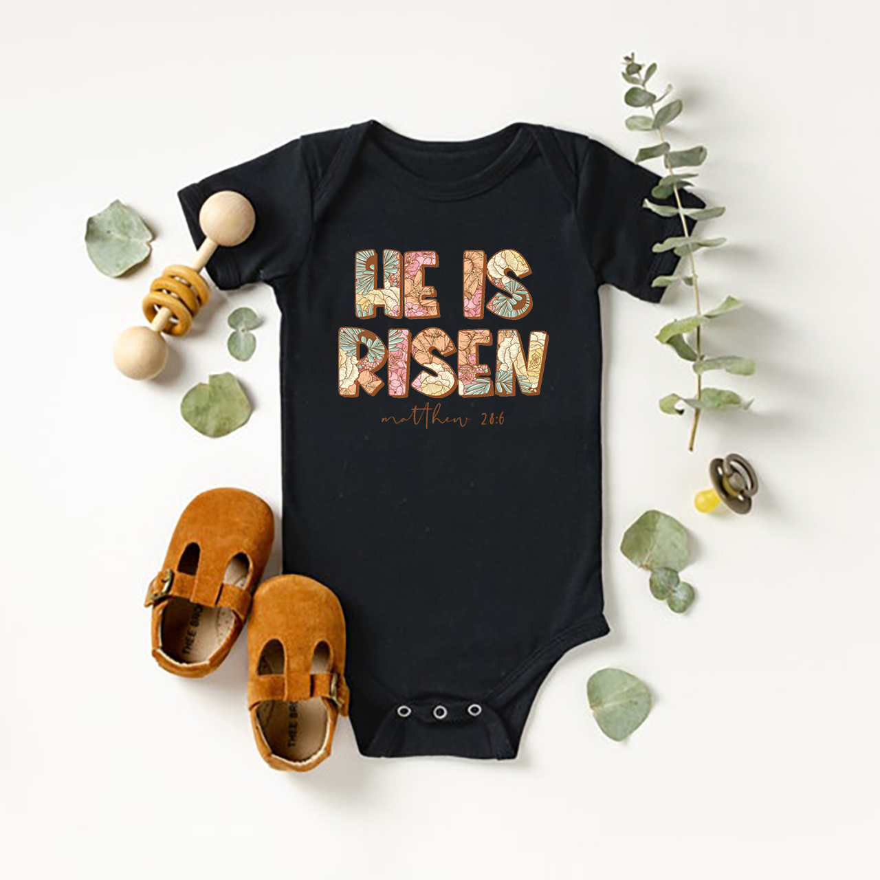 He Is Risen Jesus Easter Baby Bodysuit