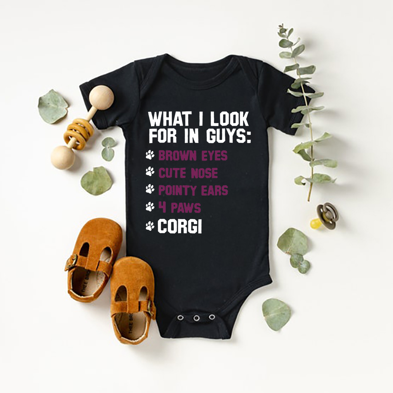 Corgi Checklist Bodysuit For Baby