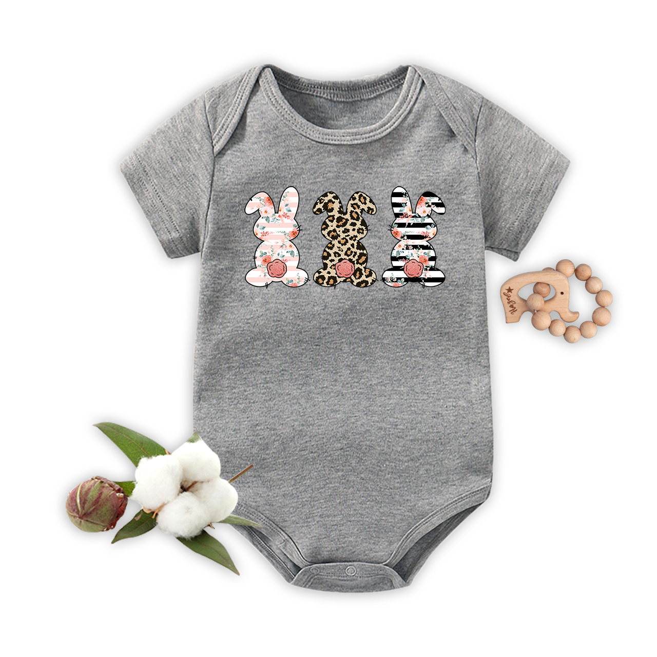Leopard Bunny Cute Easter Baby Bodysuit