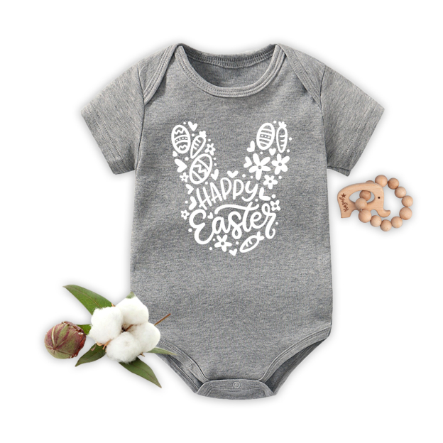 Happy Easter Colorful Bunny Baby Bodysuit
