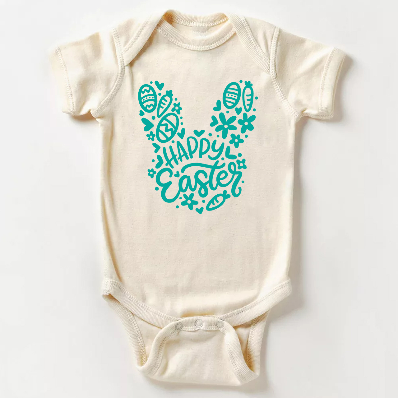 Happy Easter Colorful Bunny Baby Bodysuit
