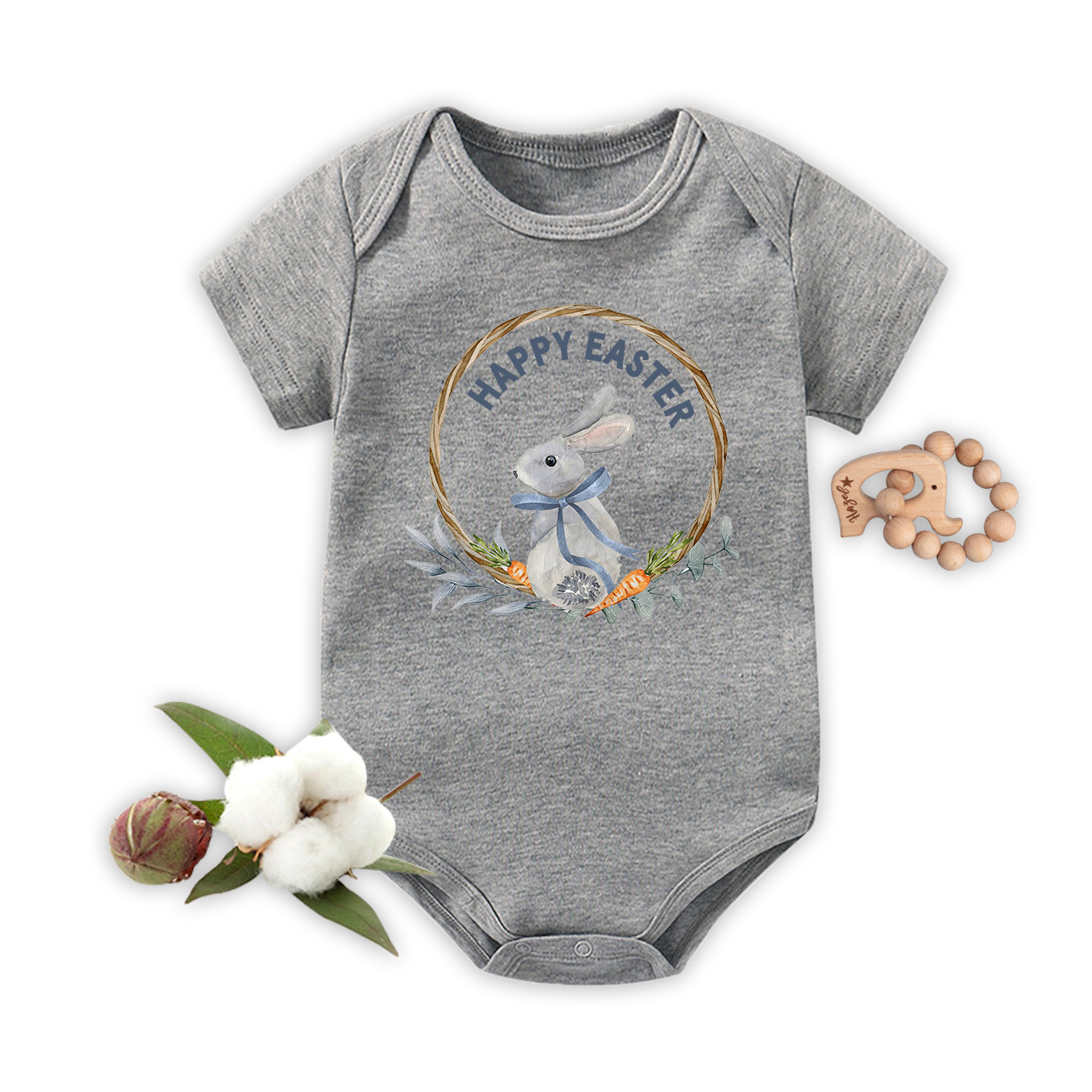 Happy Easter Rabbit Baby Bodysuit