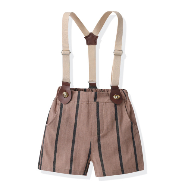 Lapel Collar Short Sleeve Overalls Gentleman Suit