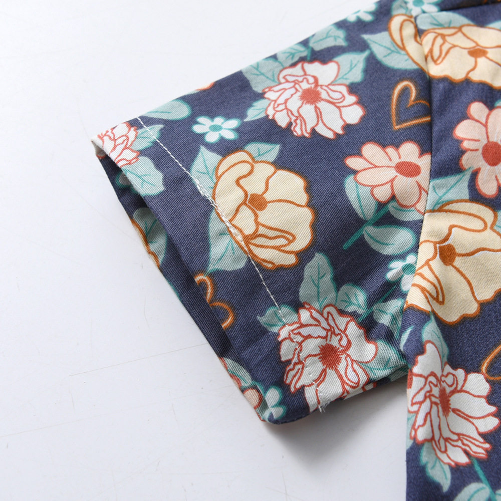 Orange Retro Vest Flower Cardigan And Shorts Three -piece Suit