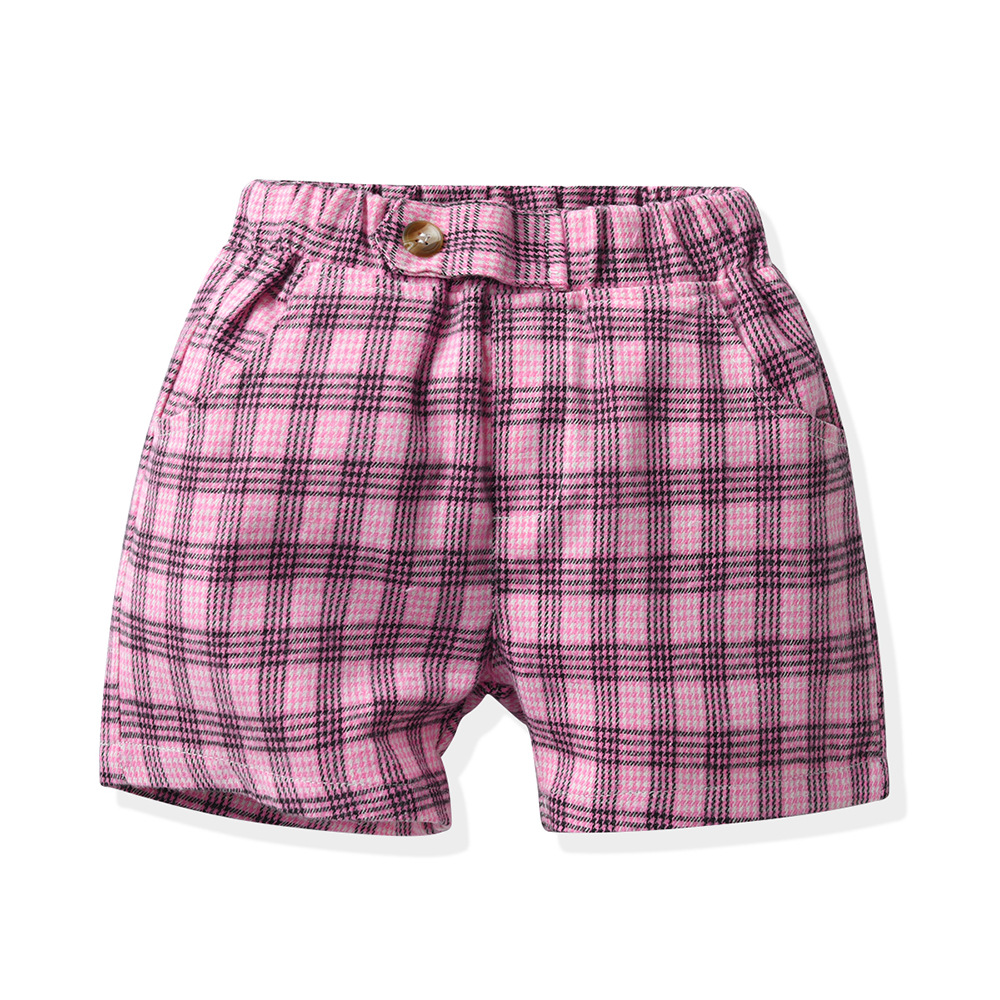 Vintage Plaid Vest White Short Sleeve Bow Tie Cardigan Set