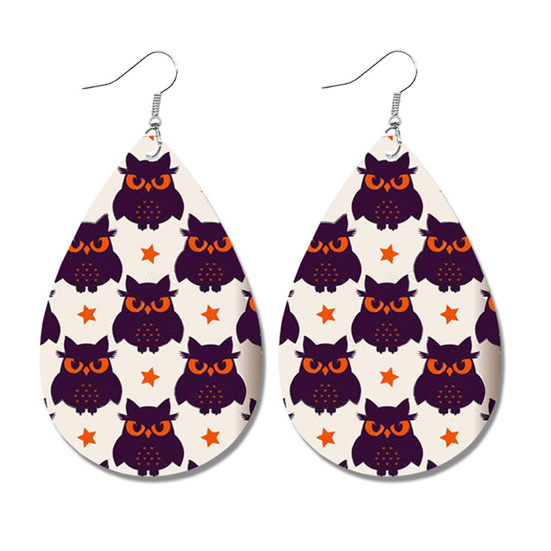 Halloween Owl Leather Earrings