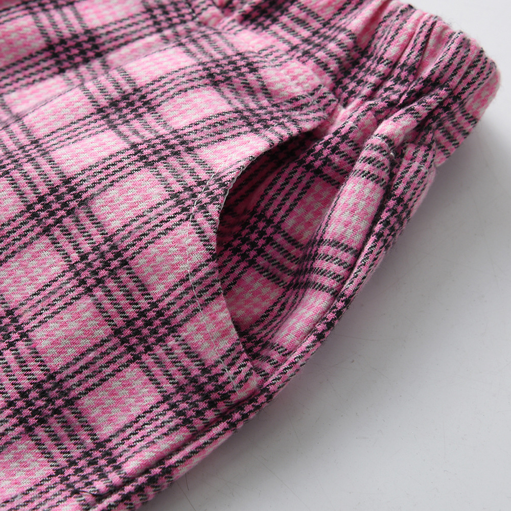 Vintage Plaid Vest White Short Sleeve Bow Tie Cardigan Set