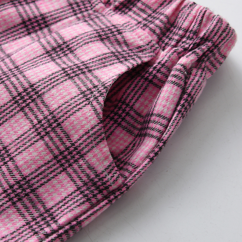 Vintage Plaid Vest White Short Sleeve Bow Tie Cardigan Set