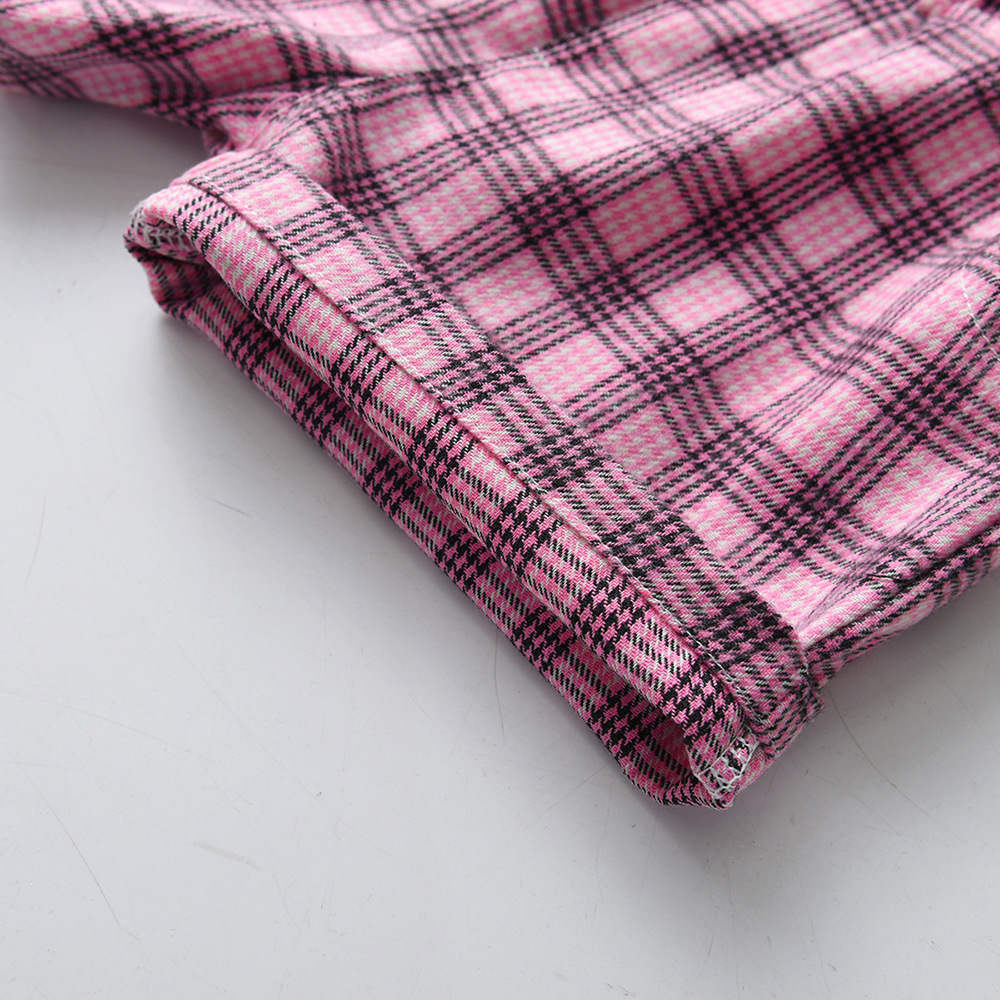 Vintage Plaid Vest White Short Sleeve Bow Tie Cardigan Set