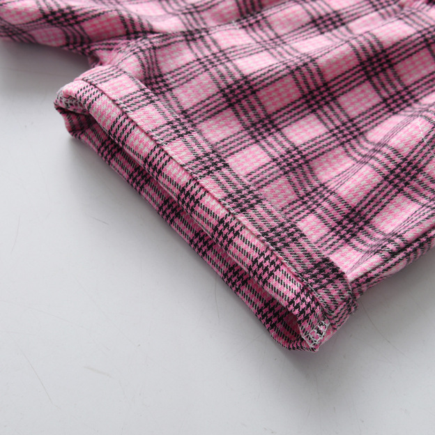 Vintage Plaid Vest White Short Sleeve Bow Tie Cardigan Set