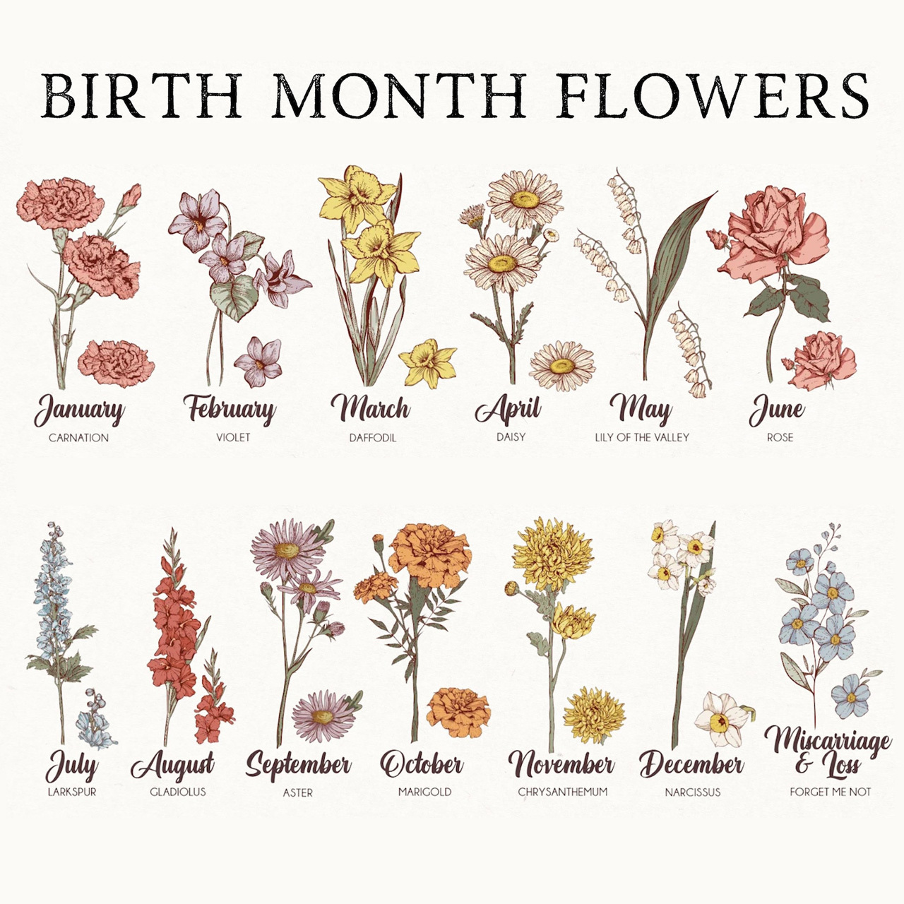 Personalized Birth Flower Family Bouquet Sweatshirt