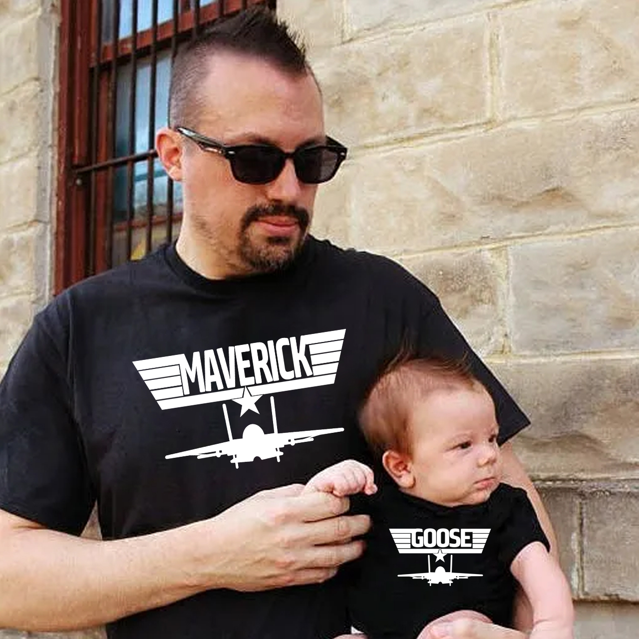 Matching First Father's Day Bodysuit & Shirts (Maverick And Goose)