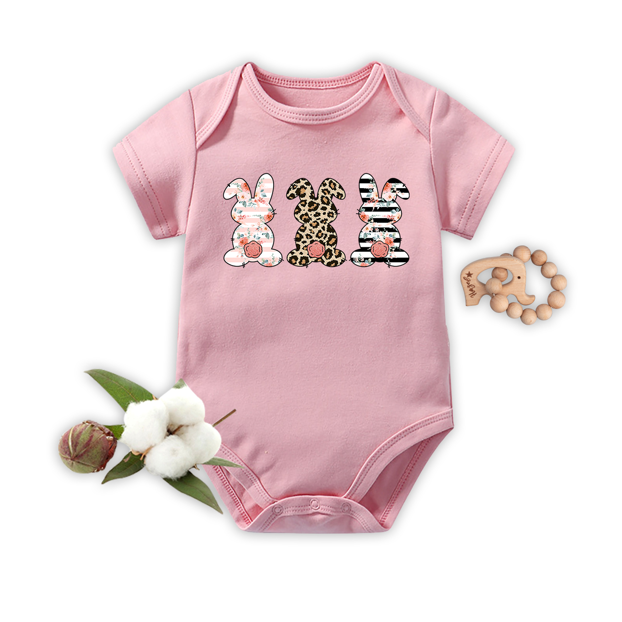 Leopard Bunny Cute Easter Baby Bodysuit
