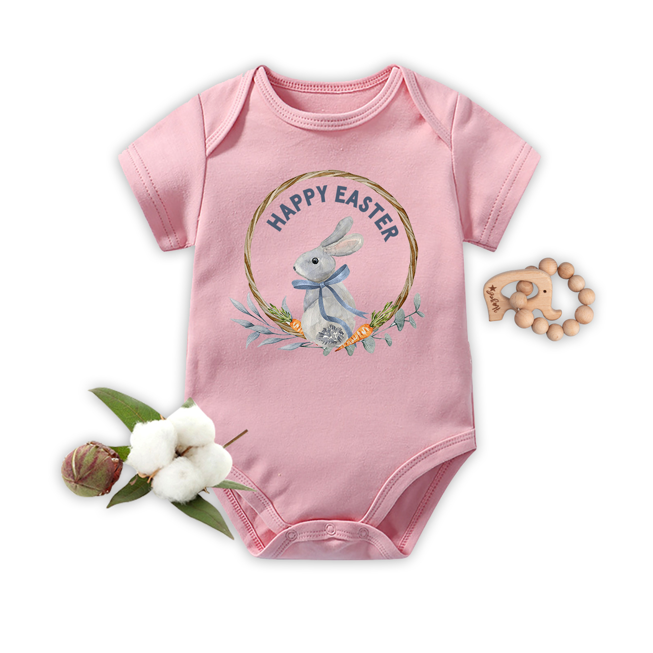 Happy Easter Rabbit Baby Bodysuit
