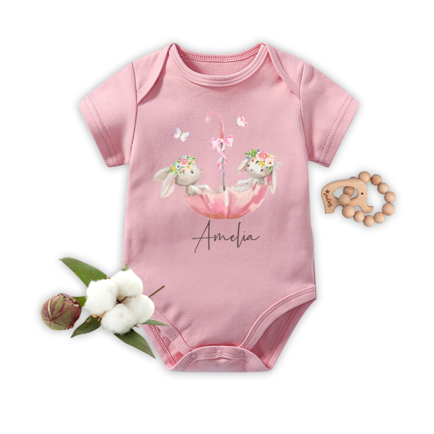 Bunny In Umbrella Bodysuit For Baby
