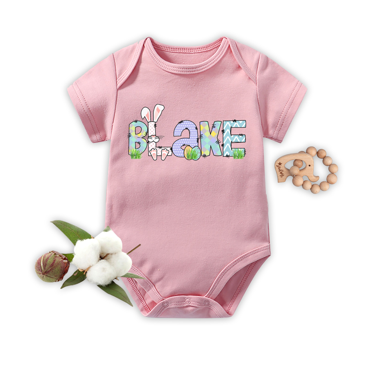 Custom Name - Easter Bunny Bodysuit For Baby