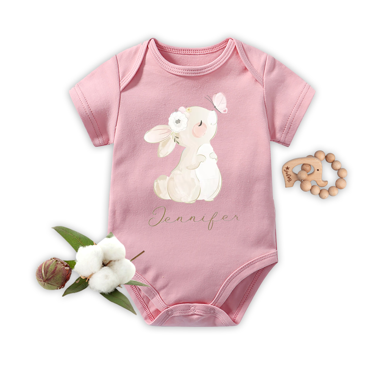 Butterfly&Bunny Easter Bodysuit For Baby