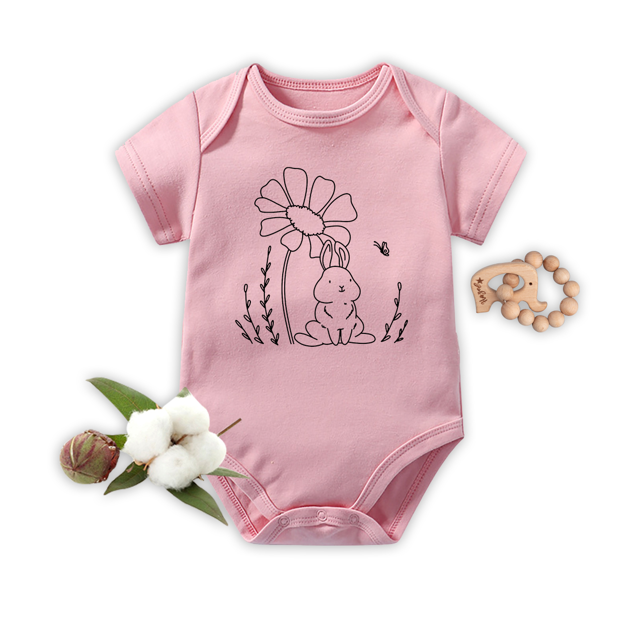 Rabbit With Butterfly Three Designs Bodysuit For Baby