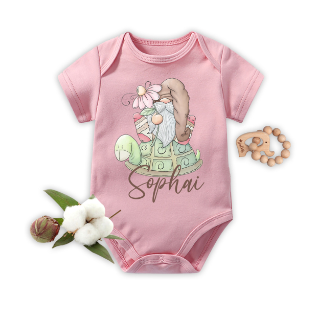 Spring Turtle Gnome Easter Bodysuit For Baby