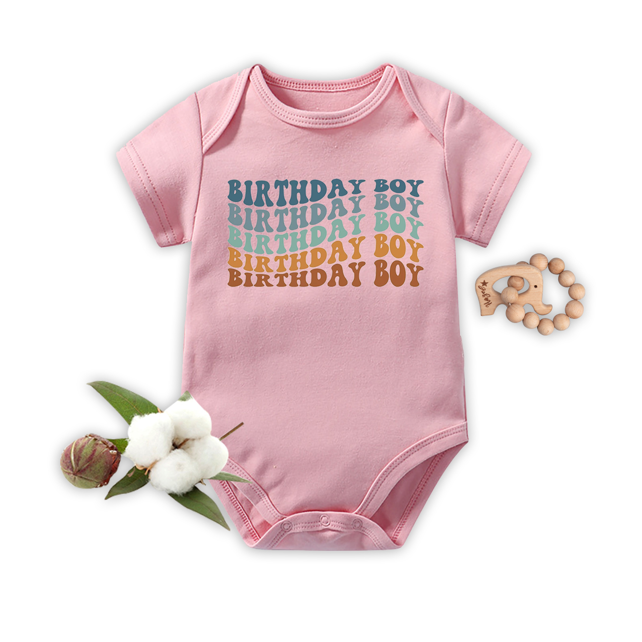 Wavy Letters Boys Birthday Bodysuit For Baby