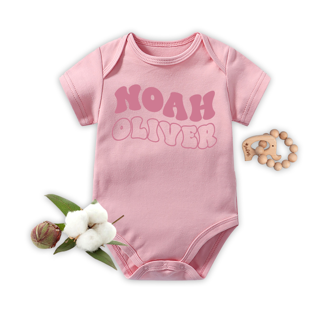 Personalized Cute Retro Wavy Name Bodysuit For Baby