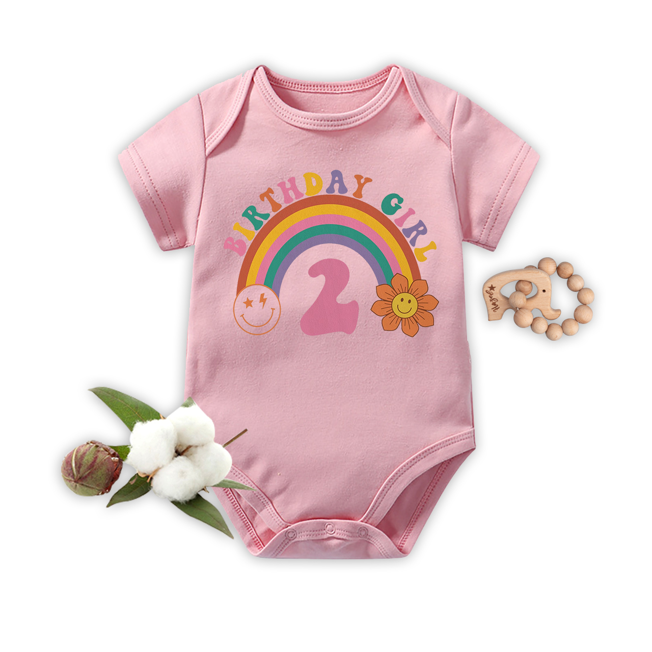 2nd Birthday Girl Rainbow Bodysuit For Baby