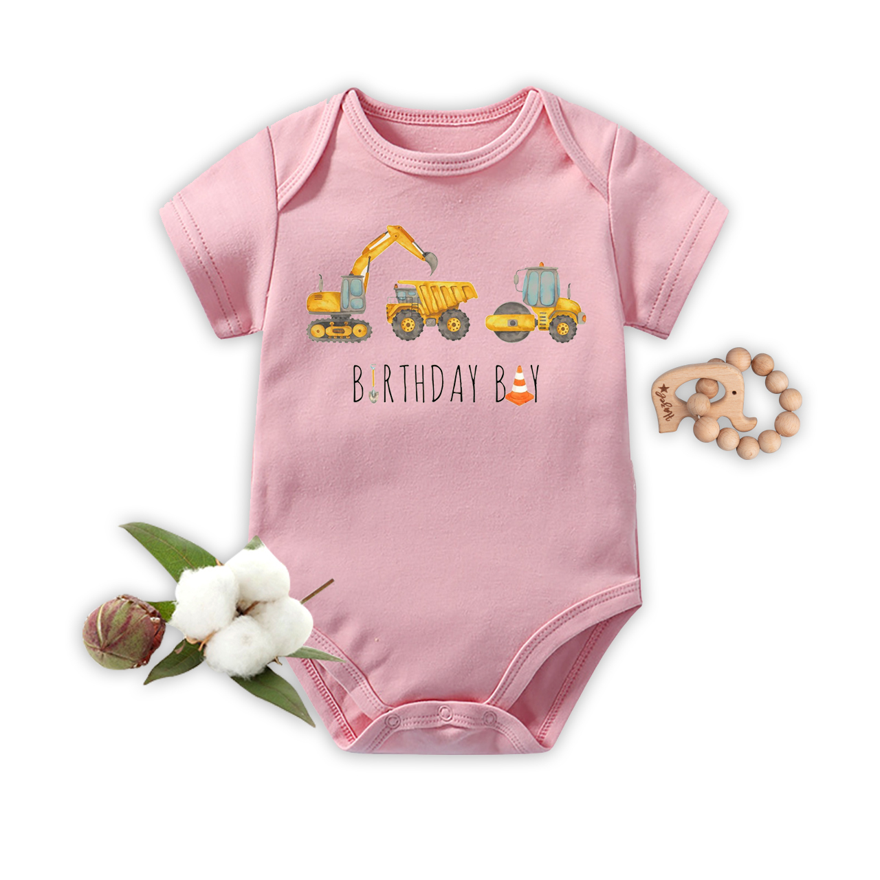 Construction Birthday Bodysuit For Baby