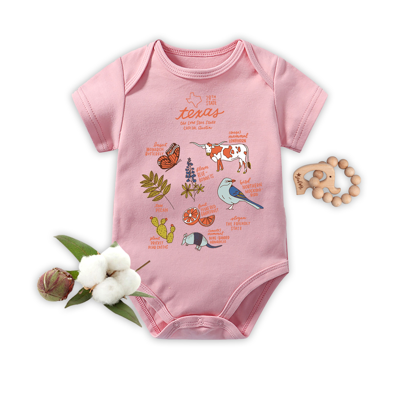 Texas State Symbols Bodysuit For Baby