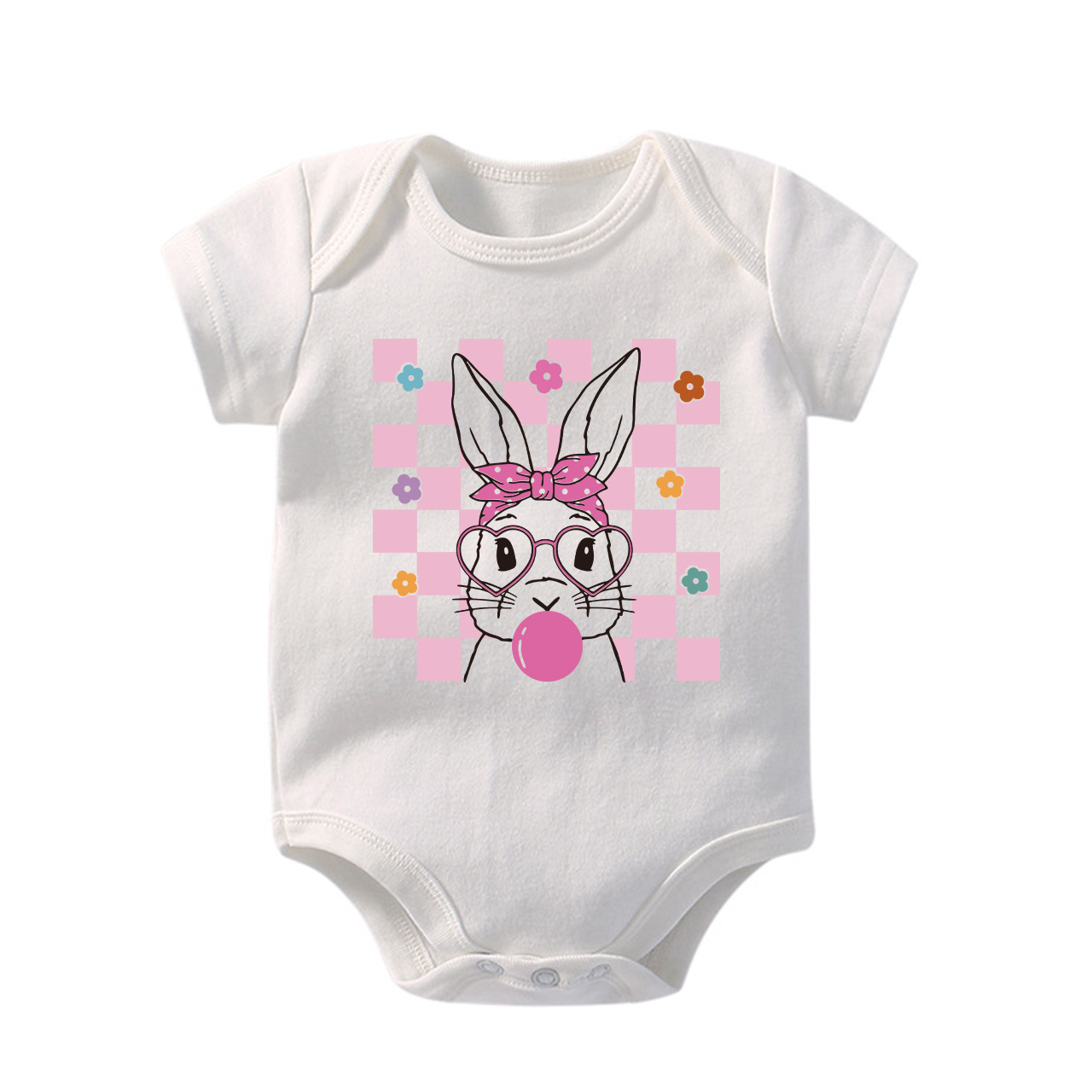 Cute Bunny With Bandana Glasses Bubblegum For Easter Day