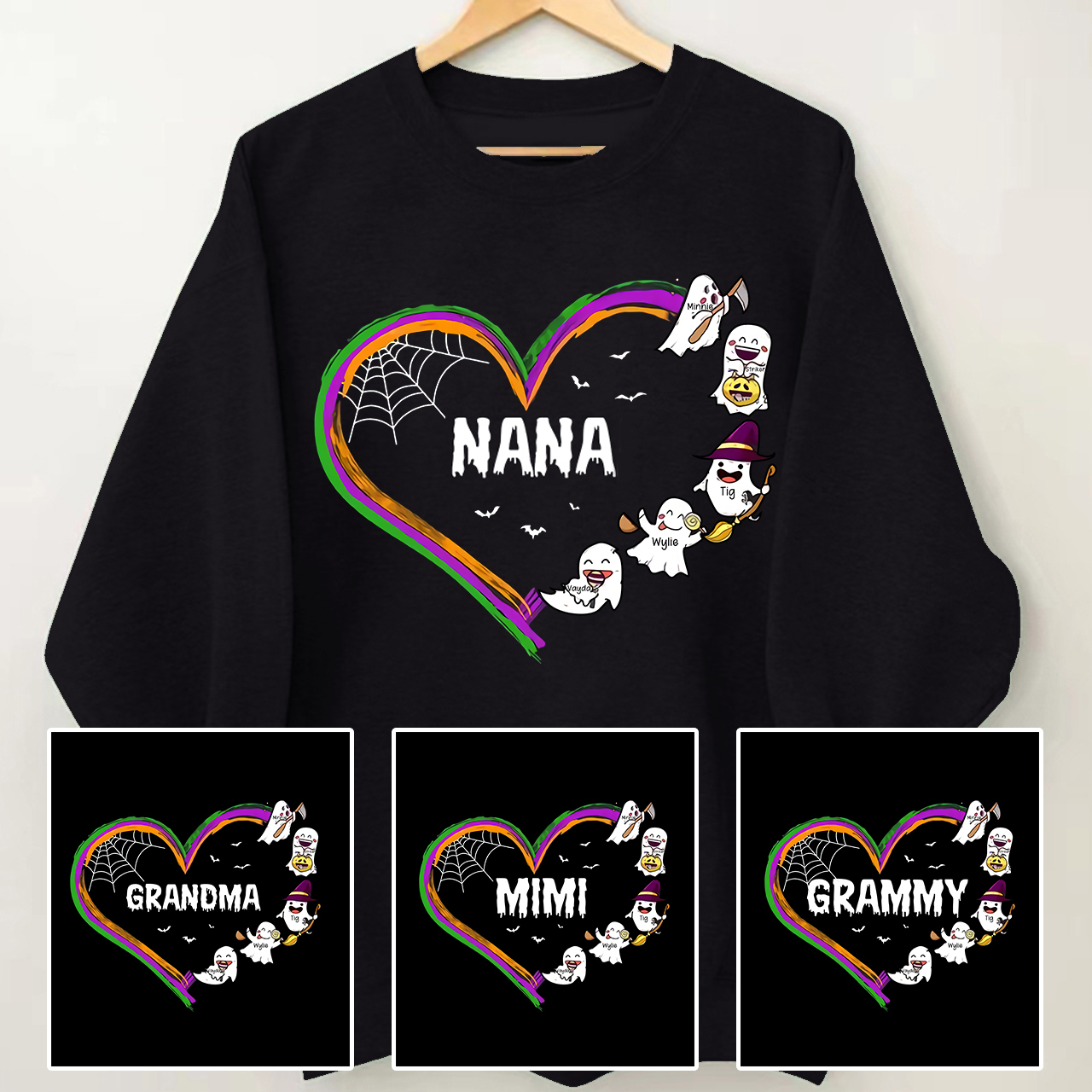 Personalized Halloween Hart Sweatshirt With Kids Name