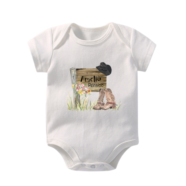 Personalized Cowboy Girls Baby Bodysuit