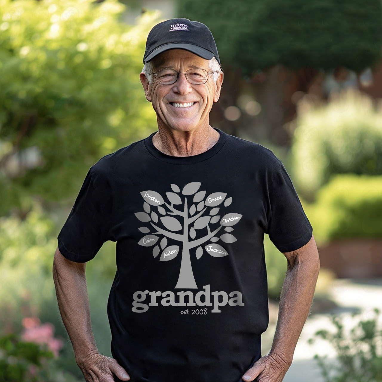 Personalized Family Tree Grandpa Established T-shirt