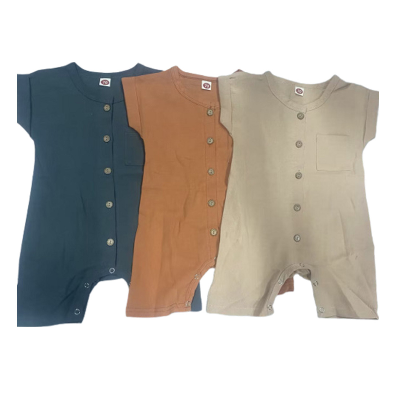 Button Unisex Linen Baby Jumpsuit